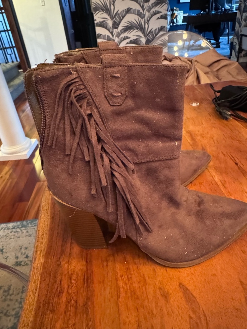 Women’s Fringe Suede Ankle Boots - Brown